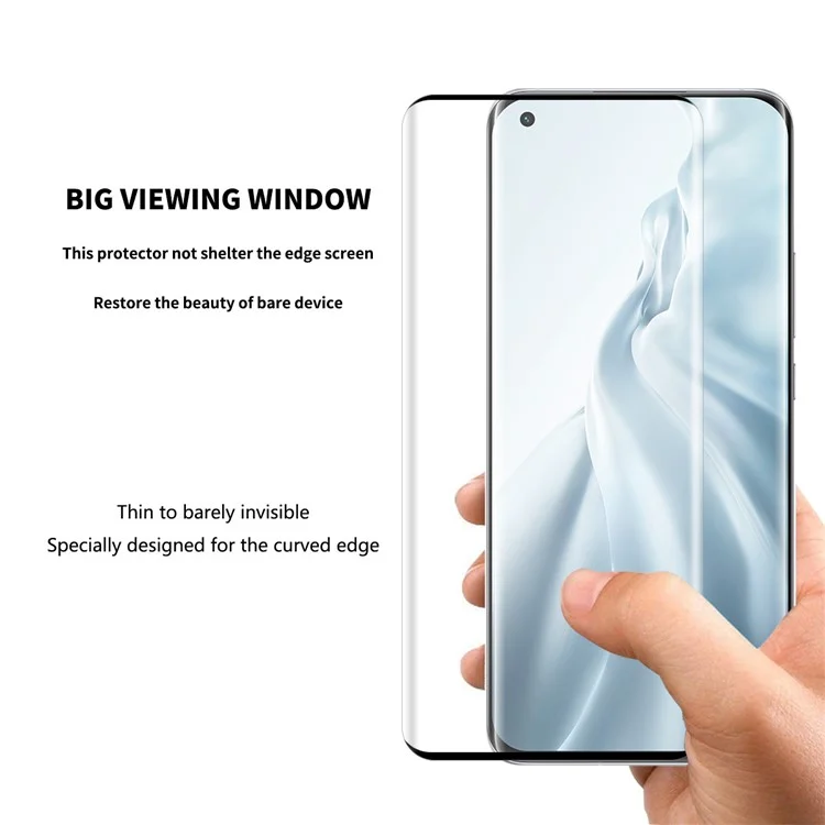 Hut-Prince 0.26mm 9H 3D Gekrümmter Vollbild-Guard-Gas-Glasplattektor Für Xiaomi Mi 11 / Mi 11 Pro