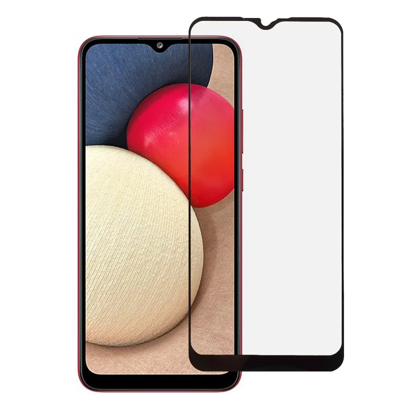 Protection d'écran en verre trempé HD avec impression sérigraphique, couverture complète [adhésif complet] pour Samsung Galaxy A02s (164,2 mm) / Galaxy A02s (166,5 mm)