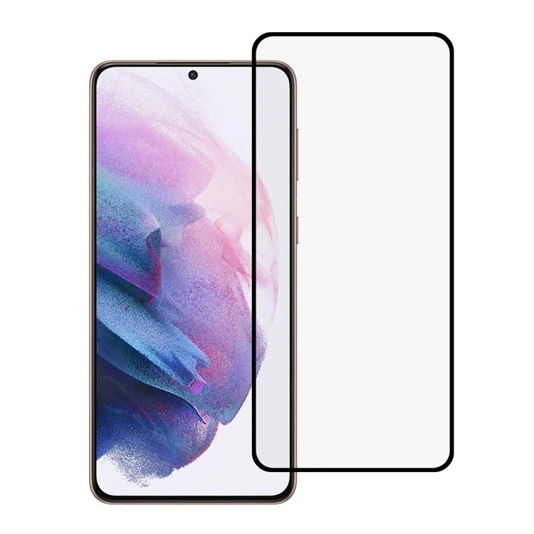 For Samsung Galaxy S21 4G/5G [Full Coverage] Silk Printing Full Glue Tempered Glass Screen Protector [Fingerprint Unlock Version]