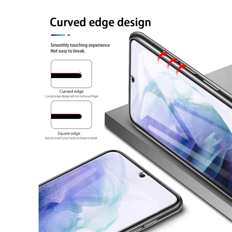 2,5d 9H Arc Edge Temperierte Glasschriftenschutz + Kamera -objektivfilm Guard Für Samsung Galaxy S21 4G/5G