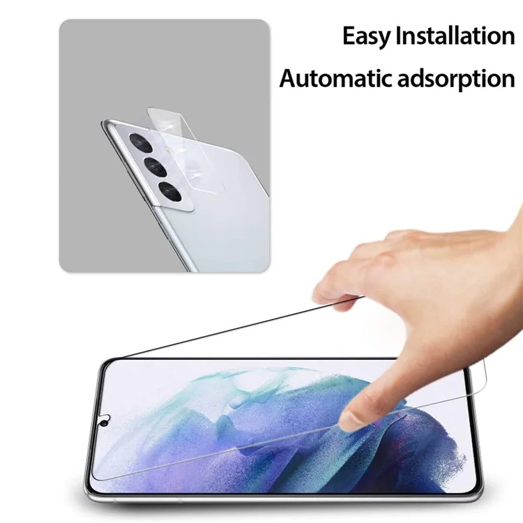 2,5d 9H Arc Edge Temperierte Glasschriftenschutz + Kamera -objektivfilm Guard Für Samsung Galaxy S21 4G/5G