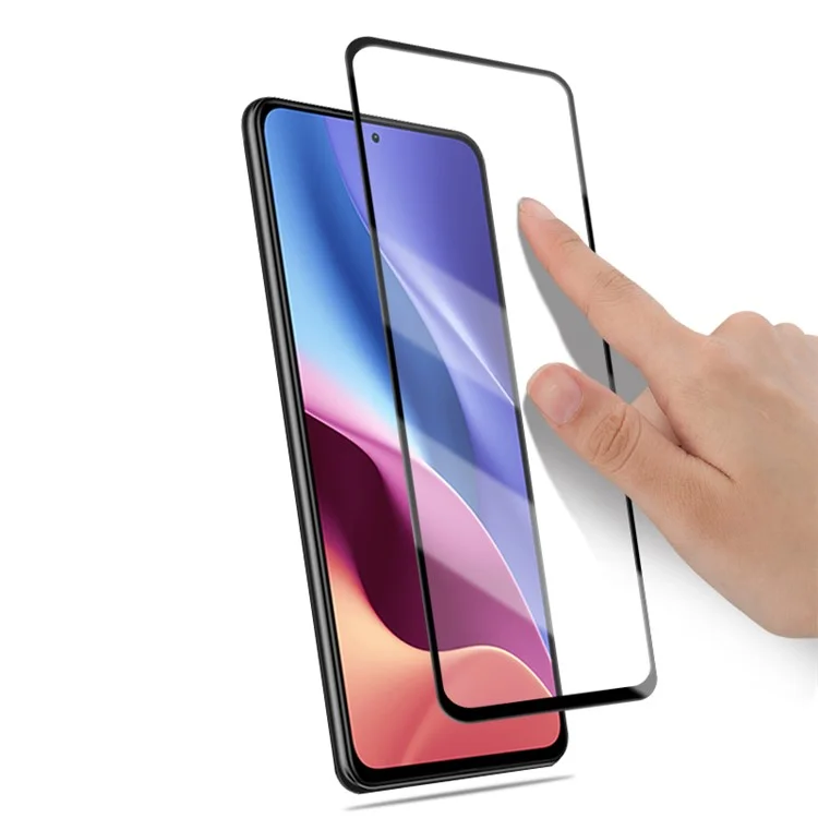 AMORUS Full Coverage 3D Curved Tempered Glass Screen Protector für Xiaomi Redmi K40 - Schwarz