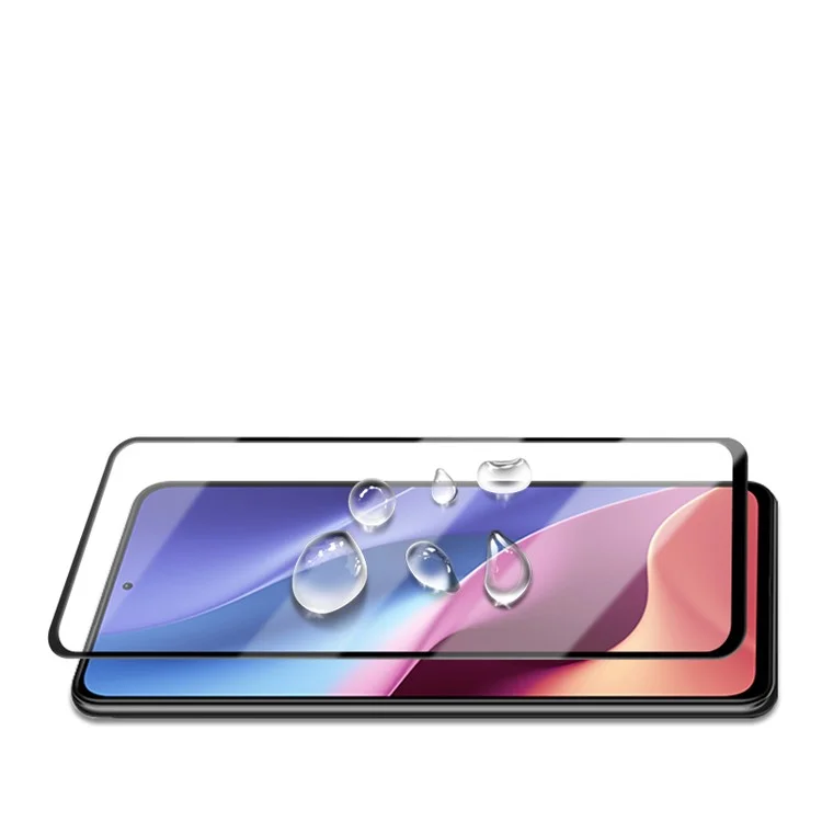 AMORUS Full Coverage 3D Curved Tempered Glass Screen Protector für Xiaomi Redmi K40 - Schwarz