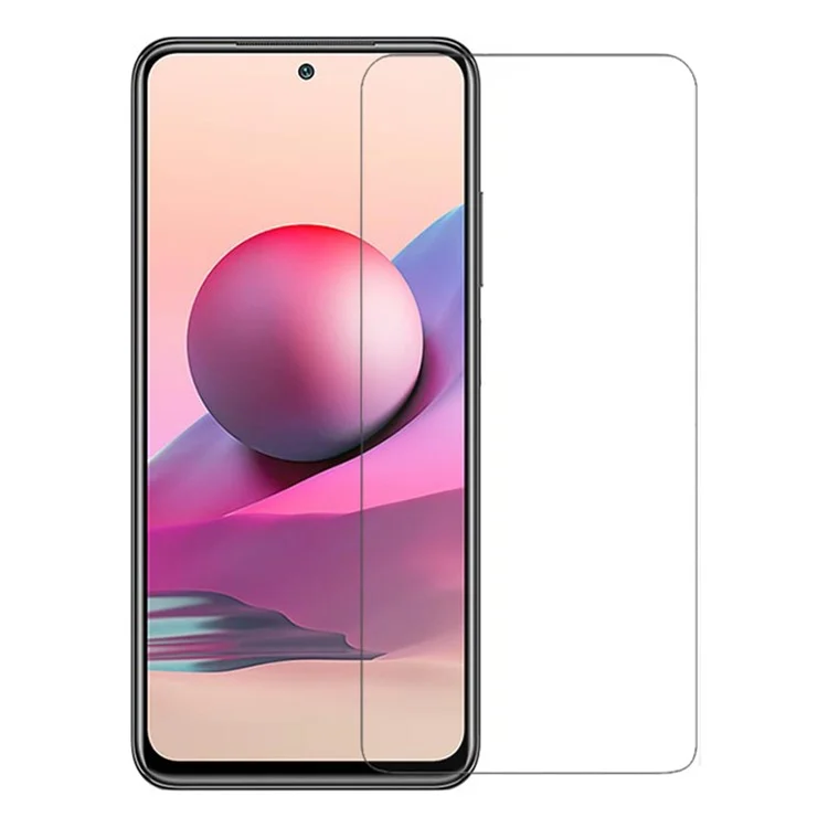 Protector de pantalla de vidrio templado ultrafino y de alta transparencia de 0,3 mm con borde de arco antiexplosión para Xiaomi Redmi Note 10S