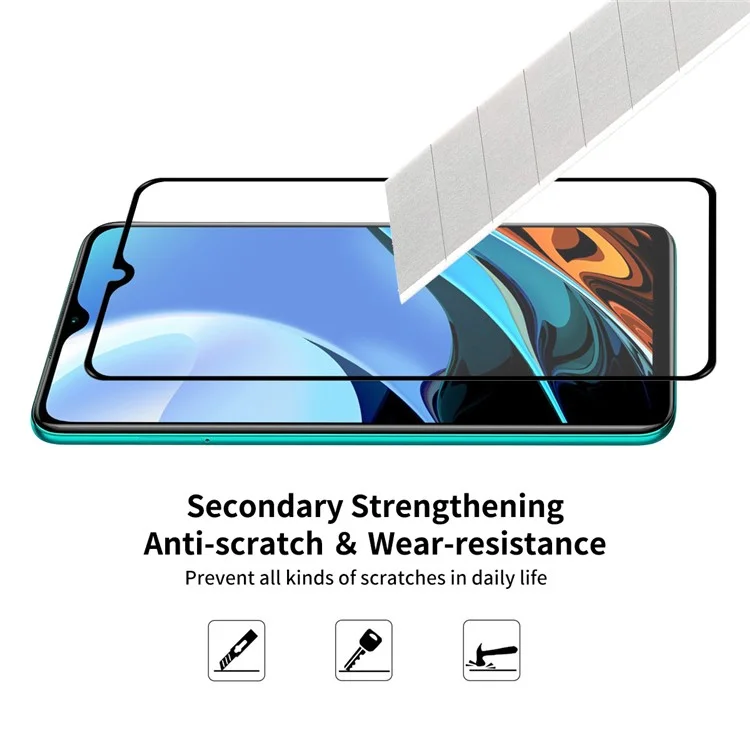 ENKAY HAT PRINCE 0,26mm 9H 2,5D Protetor de Tela de Vidro Temperado para Xiaomi Redmi 9T [Cola Total] [Cobertura Total]