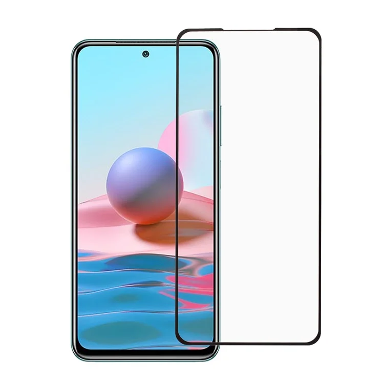 Protetor de Tela de Vidro Temperado com Impressão Completa em Seda Colada Para Xiaomi Redmi Note 10S - Preto