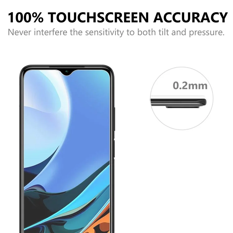 Ultra Clear 2.5D 9H Arc Edge Anti-Burst Tempered Glass Guard Screen Protector pour Xiaomi Redmi 9T/9 Power/Note 9 4G (Qualcomm Snapdragon 662)
