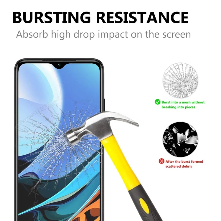 Ultra Clear Película de Cristal Templado Antiexplosión con Pegamento Completo y Borde Negro para Xiaomi Redmi 9T/9 Power/Note 9 4G (Qualcomm Snapdragon 662) 