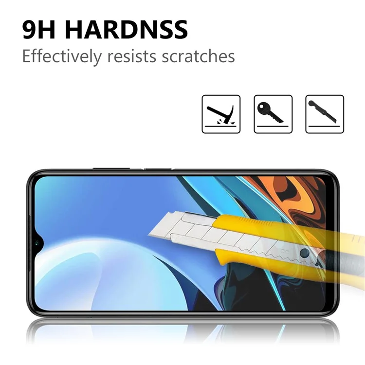 Ultra Clear Película de Cristal Templado Antiexplosión con Pegamento Completo y Borde Negro para Xiaomi Redmi 9T/9 Power/Note 9 4G (Qualcomm Snapdragon 662) 