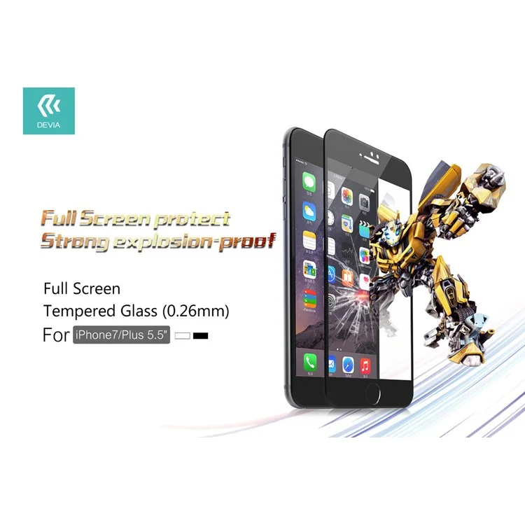 DEVIA for iPhone 7 0.26mm Tempered Glass Screen Full Cover Film 2.5D - Black