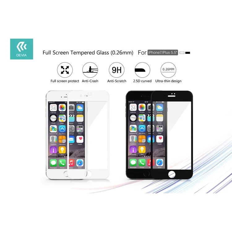 DEVIA for iPhone 7 0.26mm Tempered Glass Screen Full Cover Film 2.5D - Black