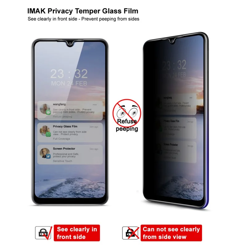 IMAK Anti-Peep 9H Hardness Tempered Glass Protector for Samsung Galaxy A32 4G