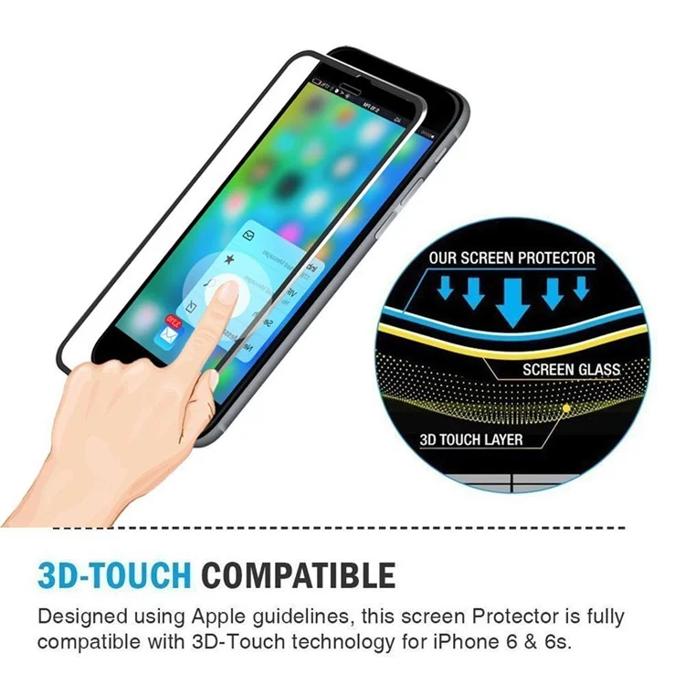 HAT PRINCE for iPhone 6s Plus/6 Plus 0.2mm 3D Curved Aluminum Alloy Tempered Glass Screen Guard Film - Black