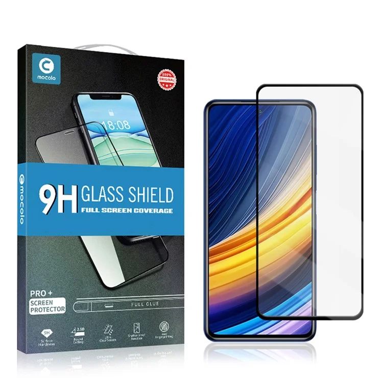 MOCOLO Silk Printing HD Full Glue Full Coverage Tempered Glass Screen Protector für Xiaomi Poco X3 Pro - Schwarz