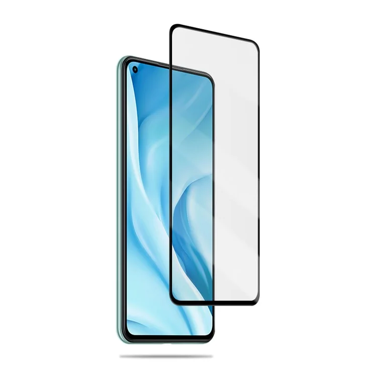 AMORUS Silk Printing HD Full Glue Full Coverage Tempered Glass Screen Protector for Xiaomi Mi 11 Lite 4G / 5G / 11 Lite 5G NE - Negro