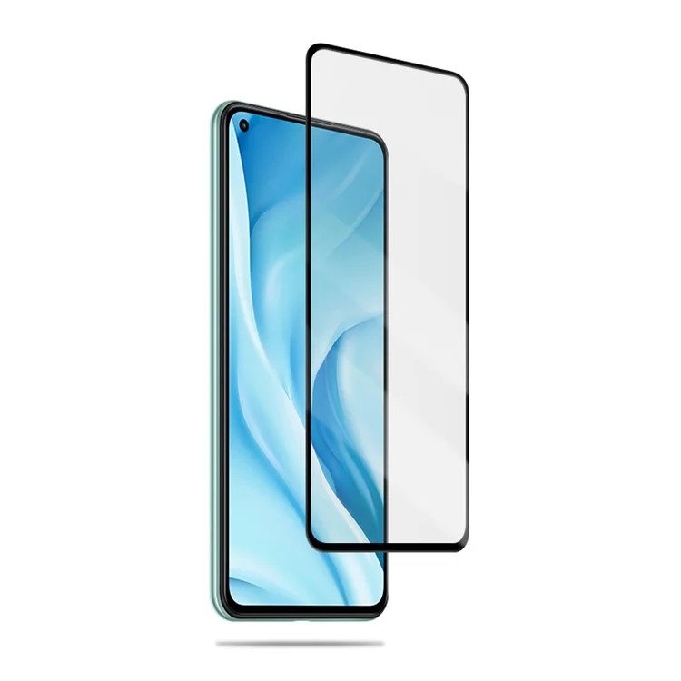 MOCOLO Silk Print HD Full Glue Full Screen Coverage Tempered Glass Protector pour Xiaomi Mi 11 Lite 4G / 5G / 11 Lite 5G NE - Noir