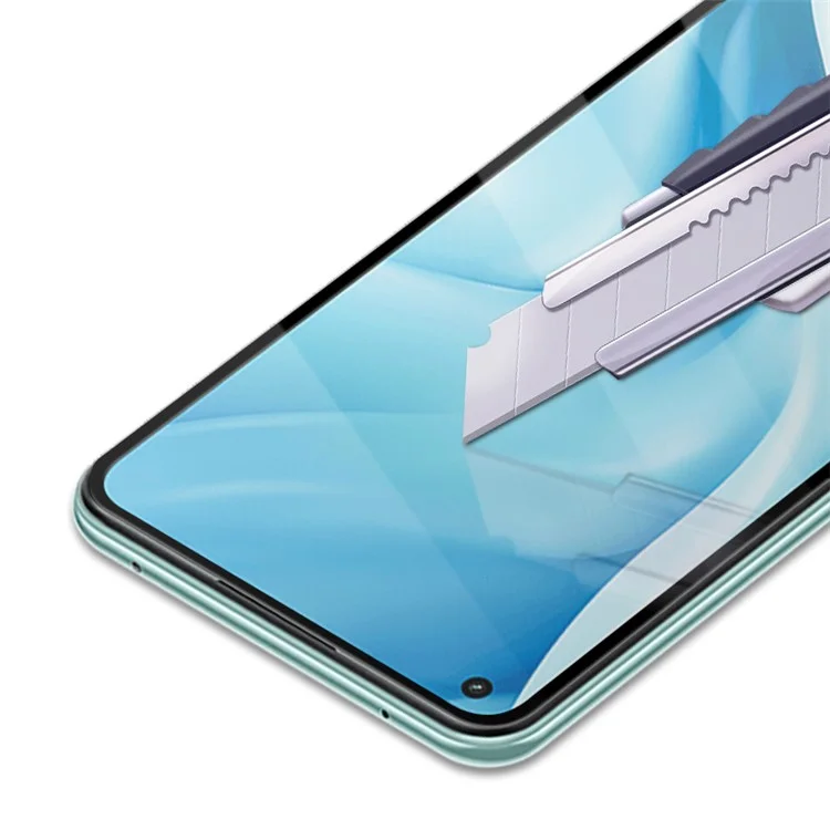MOCOLO Silk Print HD Full Glue Full Screen Coverage Tempered Glass Protector pour Xiaomi Mi 11 Lite 4G / 5G / 11 Lite 5G NE - Noir