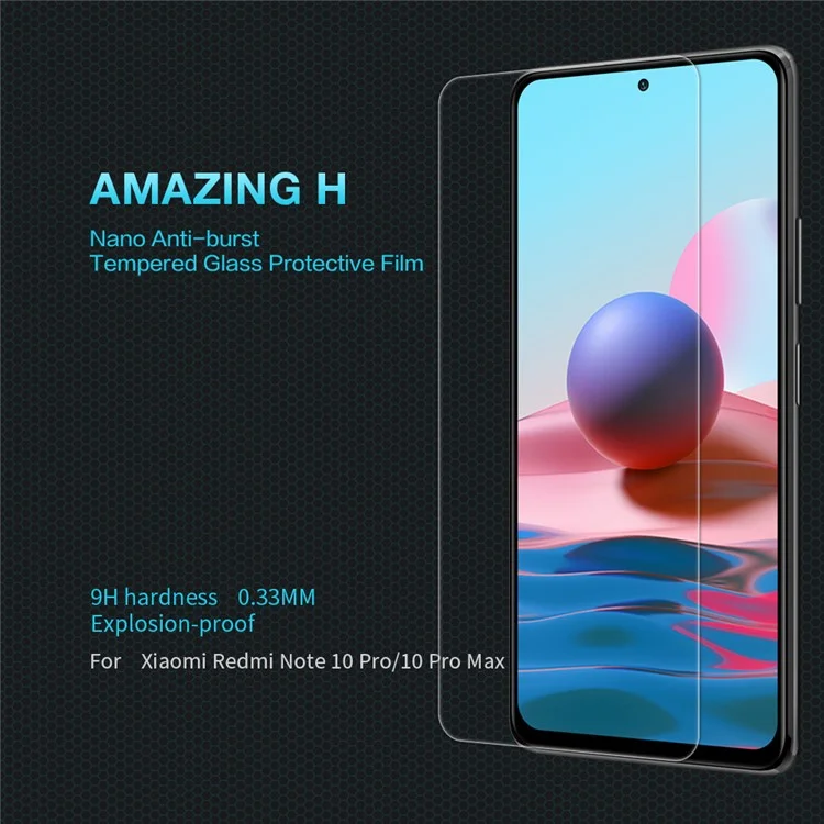 Nillkin Amazing H Ultra Clear Tempered Glass Anti-explosão Protetor Para Xiaomi Redmi Note 10 Pro 4G (índia)/(global)/nota 10 Pro Max