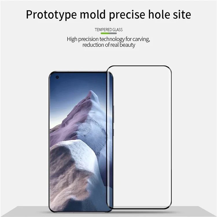 Protector de pantalla de vidrio templado 3D curvo MOFI [Adhesivo completo] Película para Xiaomi Mi 11 Ultra