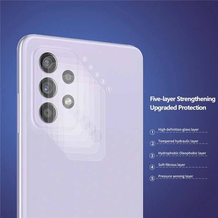 2 штуки ENKAY HAT PRINCE Wear-resistant Ultra Clear Camera Lens Film для Samsung Galaxy A52 4G/5G / A52s 5G / A72 5G/4G 0,2 мм 9H 2,15D Arc Edge Защитное стекло для объектива