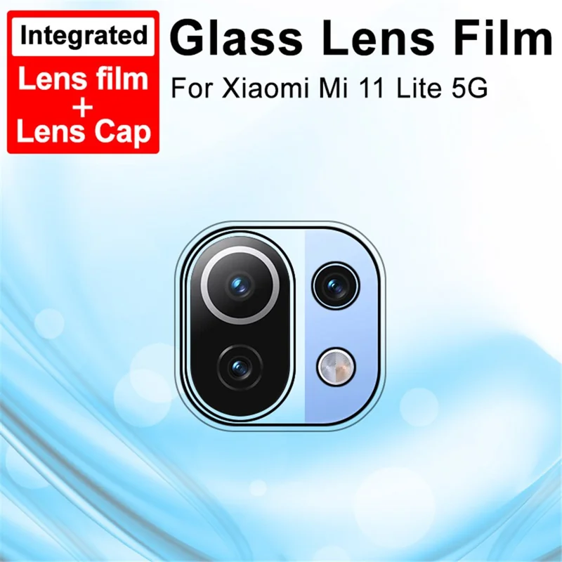 IMAK Anti-Scratch HD Tempered Glass Camera Lens Film + Lens Cap per Xiaomi Mi 11 Lite 5G / 4G / 11 Lite 5G NE