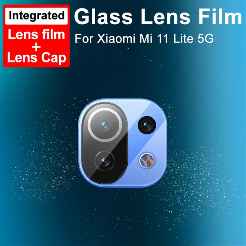 IMAK Anti-Scratch HD Tempered Glass Camera Lens Film + Lens Cap per Xiaomi Mi 11 Lite 5G / 4G / 11 Lite 5G NE