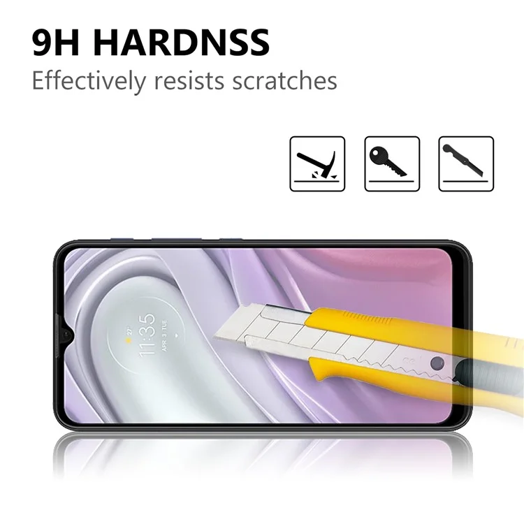Full Screen Anti-fingerprint Tempered Glass Screen Protector Film Guard (Full Glue) for Motorola Moto G20