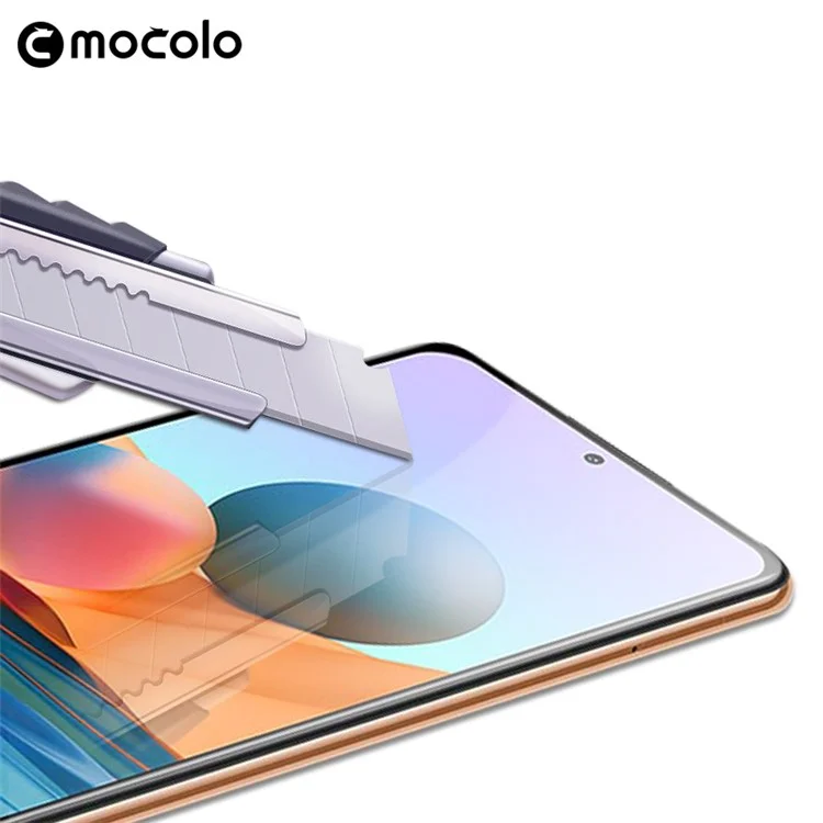 MOCOLO Anti-explosions-Seidendruckglas vollflächiger Bildschirmschutz voller Klebefilm für Xiaomi Redmi Note 10 Pro 4G (Indien)/(Global)/Note 10 Pro Max - Schwarz