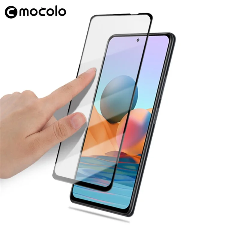 MOCOLO Anti-explosion Silk Printing Tempered Glass Full Size Screen Full Glue Film for Xiaomi Redmi Note 10 Pro 4G (India)/(Global)/Note 10 Pro Max - Black