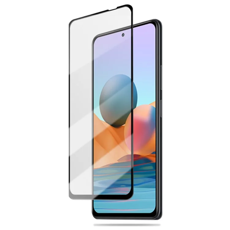 AMORUS Silk Printing Full Glue Tempered Glass Full Screen Covering Protector Film für Xiaomi Redmi Note 10 Pro 4G (Indien)/(Global)/Note 10 Pro Max - Schwarz