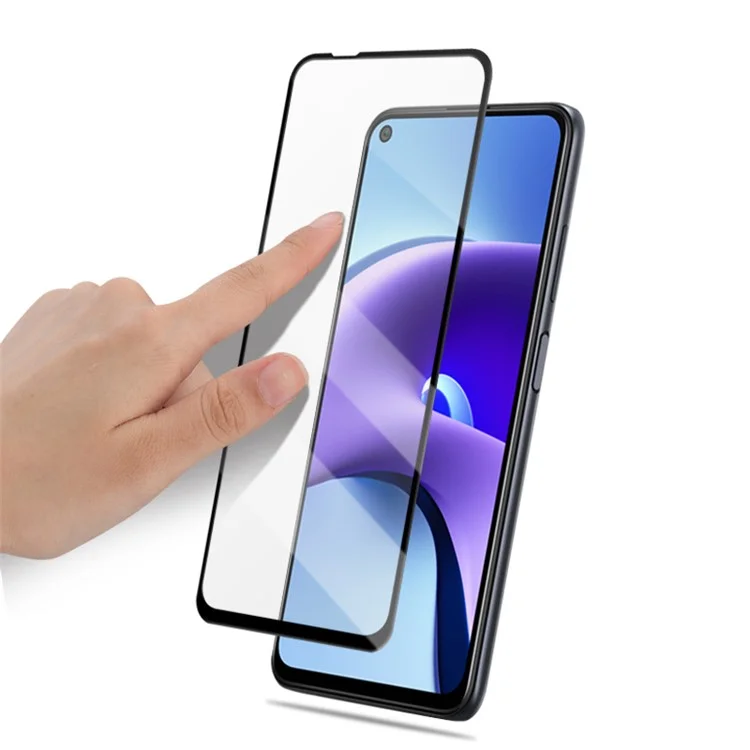 AMORUS Silk Printing Full Glue Tempered Glass Full Screen Covering Protector Film for Xiaomi Redmi Note 9 5G/Note 9T 5G - Black