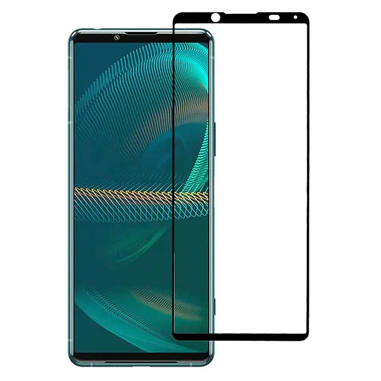 Silk Printing Full Coverage Tempered Glass Screen Protector Film (Full Glue) for Sony Xperia 5 III 5G