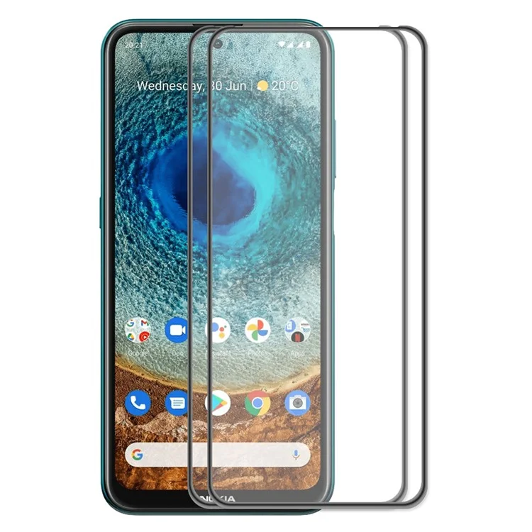 2 Teile / Set Hat-Prince Full-Kleber 9h Gehärtetes Glas Komplette Abdeckung Hoher Transparenz-Displayschutzfolie Für Nokia X10 / X20