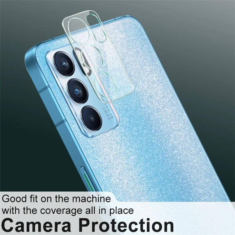 IMAK High Definition Tempered Glass Anti-Scratch Camera Lens Film + Acrylic Lens Cap for Oppo Reno6 5G