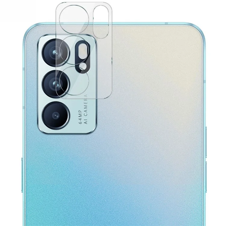 IMAK High Definition Tempered Glass Anti-Scratch Camera Lens Film + Acrylic Lens Cap for Oppo Reno6 5G