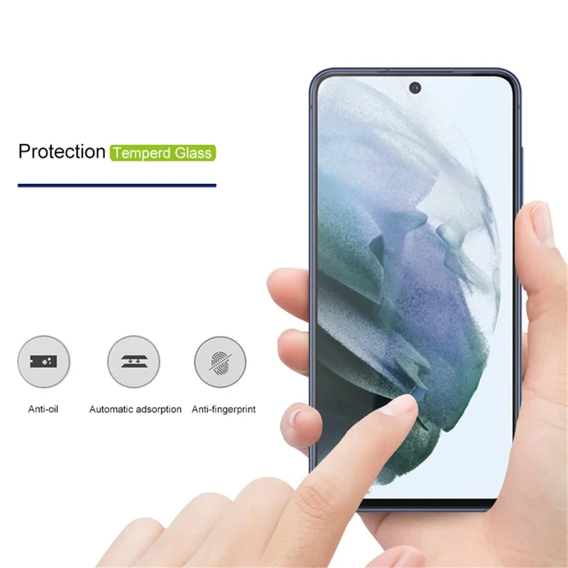 AMORUS High Transparency Silk Printing Full Glue Tempered Glass Full Screen Covering Protector Film for Samsung Galaxy S21 FE - Black