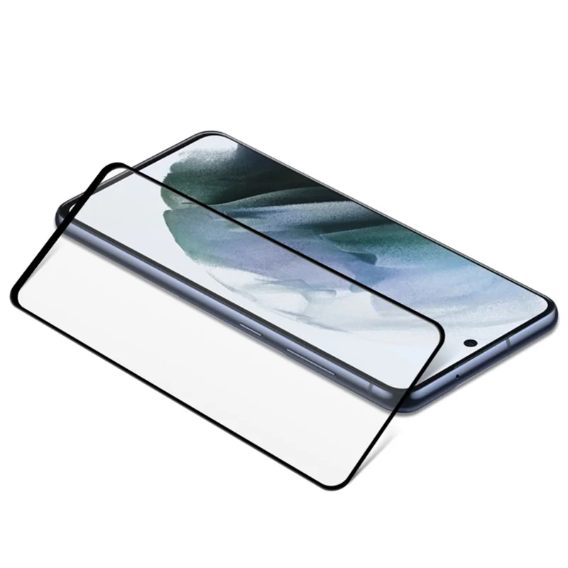 AMORUS High Transparency Silk Printing Full Glue Tempered Glass Full Screen Covering Protector Film for Samsung Galaxy S21 FE - Black