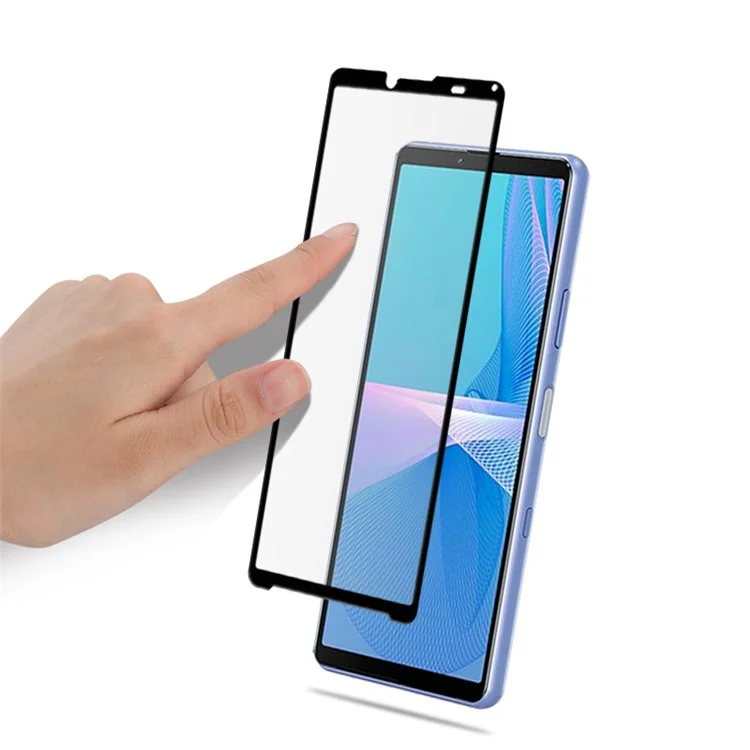 MOCOLO Silk Print 9H Hardness HD Full Screen Coverage Full Glue Tempered Glass Protector for Sony Xperia 10 III 5G - Black