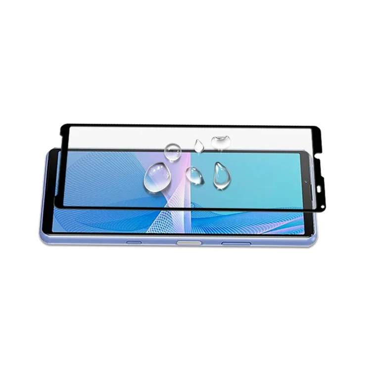 MOCOLO Silk Print 9H Hardness HD Full Screen Coverage Full Glue Tempered Glass Protector for Sony Xperia 10 III 5G - Black