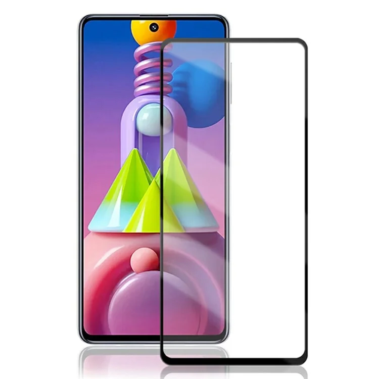 MOCOLO Silk Print HD 9H Hardness Full Glue Full Screen Coverage Tempered Glass Protector per Samsung Galaxy M51 - Nero