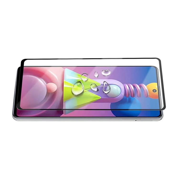 MOCOLO Silk Print HD 9H Hardness Full Glue Full Screen Coverage Tempered Glass Protector per Samsung Galaxy M51 - Nero