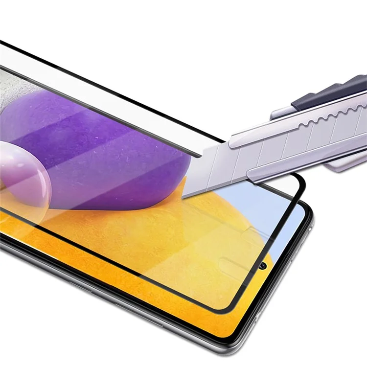 MOCOLO Silk Print 9H Hardness HD Full Glue Full Screen Coverage Tempered Glass Protector for Samsung Galaxy A72 4G/5G - Negro