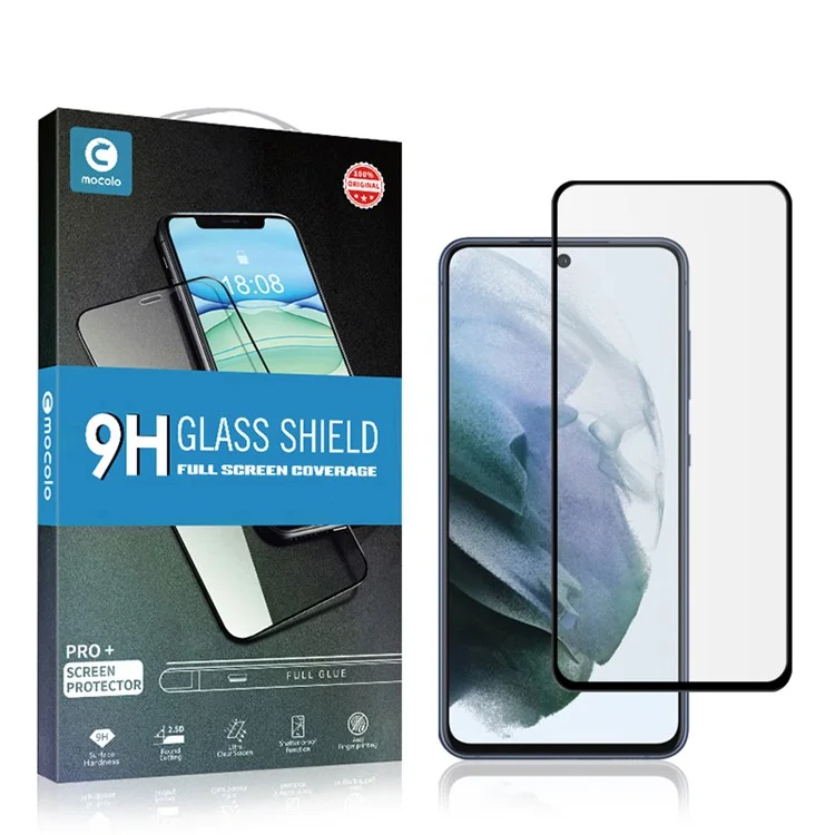 MOCOLO Silk Print Anti-explosion Tempered Glass Full Glue Full Size Screen Protector für Samsung Galaxy S21 FE - Schwarz