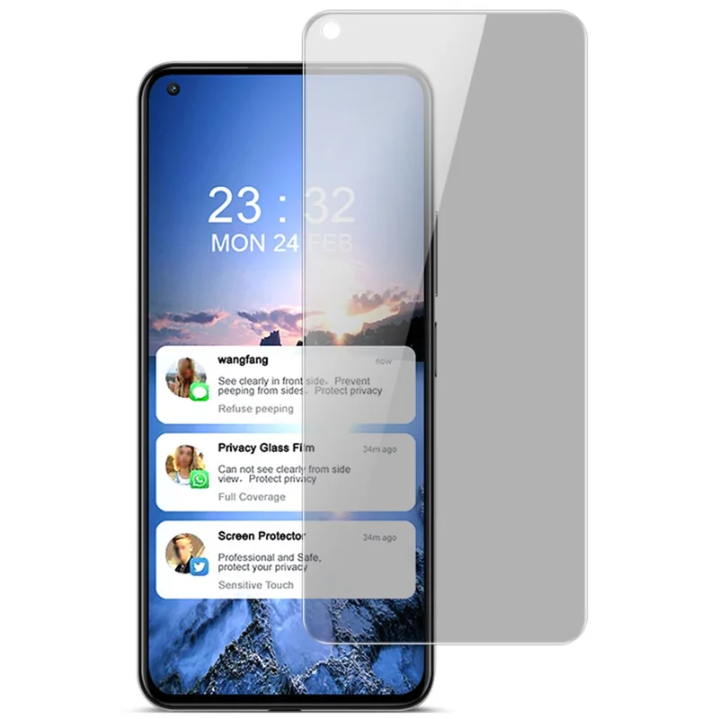 IMAK Anti-peep Protector 9H Hardness High Abrasion Resistant Tempered Glass Film для Xiaomi Mi 11 Lite 4G / 5G / 11 Lite 5G NE