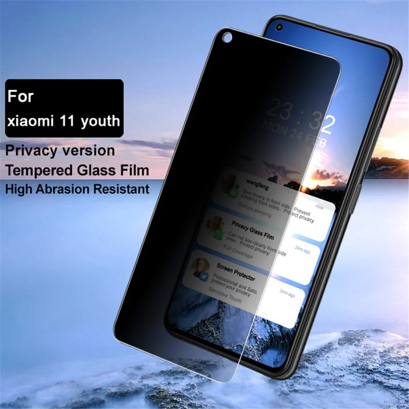 IMAK Anti-peep Protector 9H Hardness High Abrasion Resistant Tempered Glass Film for Xiaomi Mi 11 Lite 4G / 5G / 11 Lite 5G NE