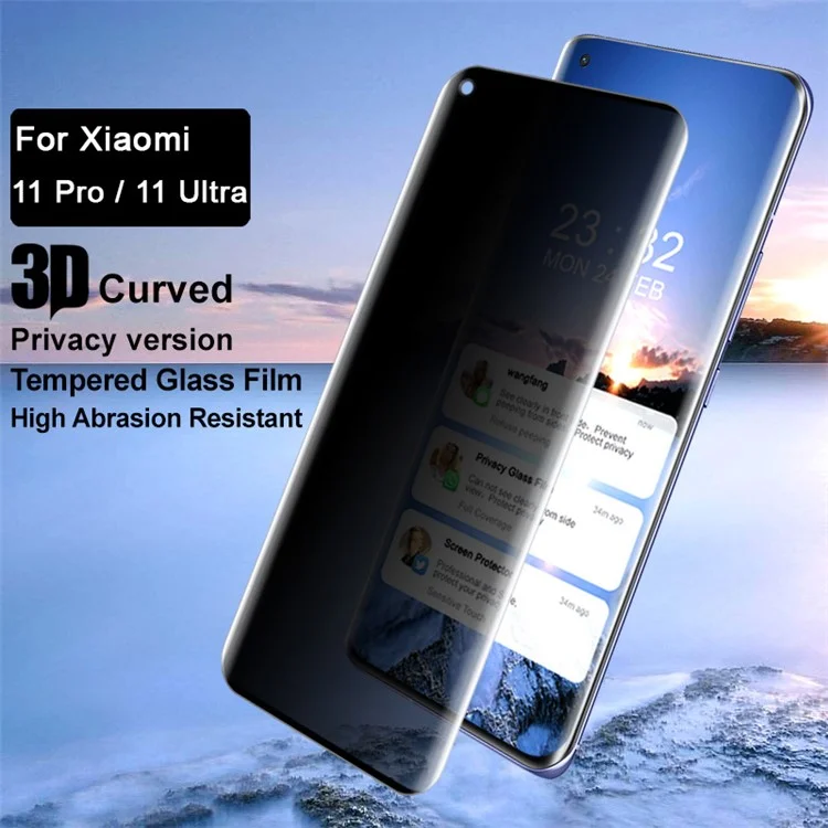 IMAK High Abrasion Resistant 9H Tempered Glass Anti-peep Protector Film for Xiaomi Mi 11/Mi 11 Pro/Mi 11 Ultra