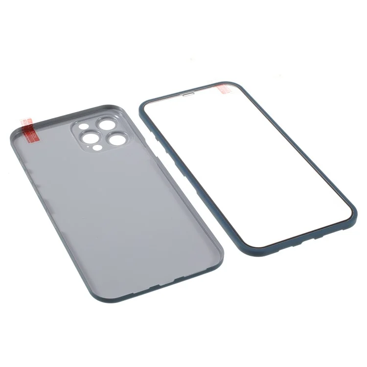 RURIHAI Full Body Protection PC Back Case with Tempered Glass Screen Protector for iPhone 12 Pro Max 6.7 inch - Blue