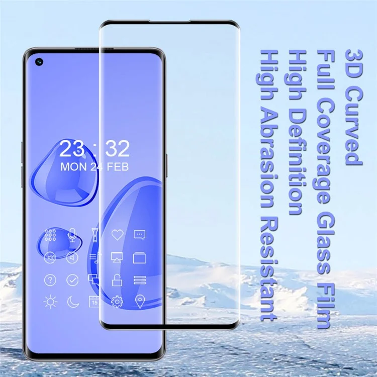 IMAK 3D Curved Abrasion Resistant Tempered Glass Full Screen Coverage Film pour Oppo Reno6 Pro 5G (MediaTek) / Oppo Find X3 Neo