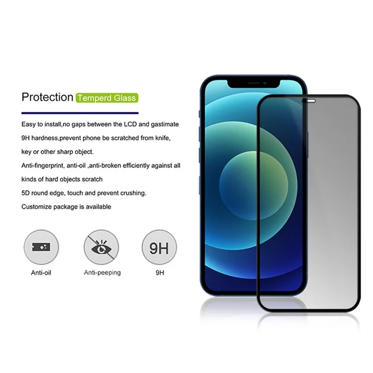 MOCOLO Full Glue Anti-peep Full Screen Coverage Silk Printing Tempered Glass Screen Protector Film for iPhone 12 6.1 inch/12 Pro 6.1 inch