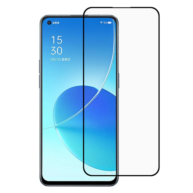 Full Glue Silk Printing Tempered Glass Anti-Burst Full Screen Coverage Protector for Oppo Reno6 5G